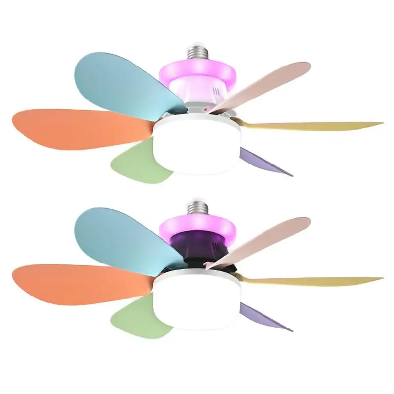 

Dimming 40W Fan Light Snaps-on Detachable RGB Fan Blade Design Household Silent Fan Light For Bathroom Bedroom Kitchen