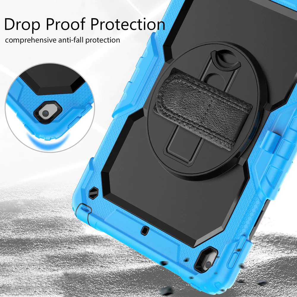 

With PET Film Tablet Cases For iPad 8 7 9 9th 7th 8th Case for iPad 10.2 2020 2021 2019 Cover Rotating Hand Strap PC Stand Shell