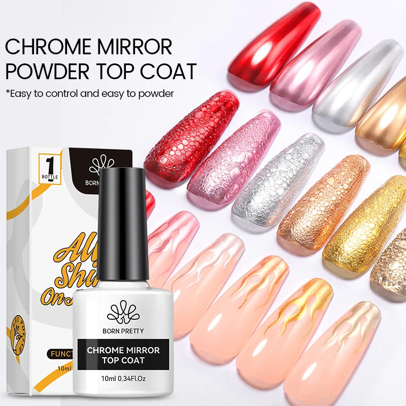 ولد جميلة 10 مللي معطف فوقي من الكروم لمرآة مسحوق شفاف جيل للأظافر كريستال واضح غير سام نقع قبالة الأشعة فوق البنفسجية LED جل وظيفي #2