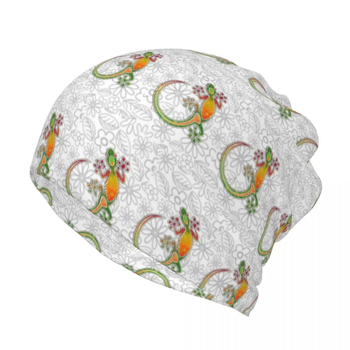 Gecko Ethnic Tribal Lizard African Bandana Neck Cover Mask Scarf Warm Headband Beanies Hat for Men Women Adult Washable