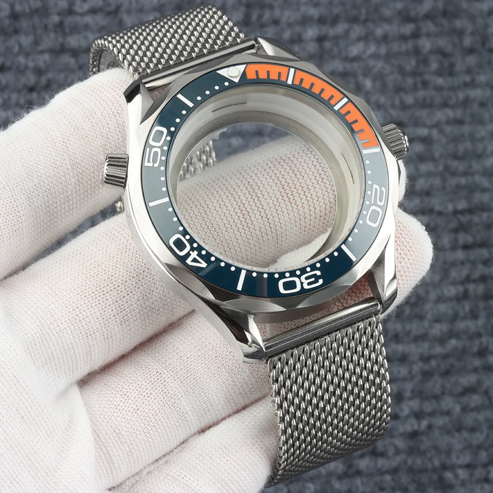 41MM Case Stainless Steel Fit Seamaster nh35 Watch Case Mesh Bracelet For NH35 NH36 Movement 31mm Dial Waterproof Watch Case