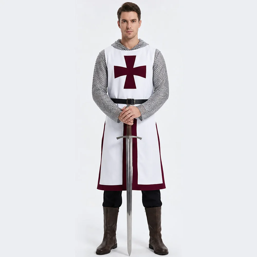 Disfraz de Caballero Templario Medieval para Hombre Adulto, Ropa de Cosplay para Fiesta de Halloween