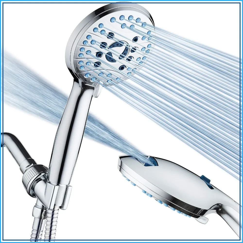 8-Mode Handheld Shower Head with Power Wash, Anti-Clog Nozzles, 6ft Hose, Wall Brackets