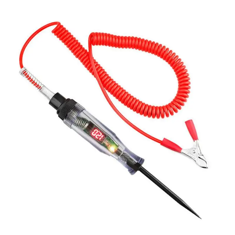 

Car Circuit Tester Pen Heavy Duty Voltage Tester Pen With LED Digital Display Extended Spring Wire ABS Electric Tester Pen With