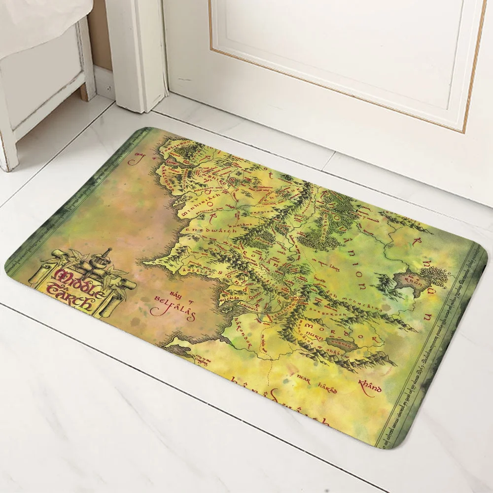 The Lord of the Rings Map Foot Mat Carpet for Bedroom Mats Floor Bath Mat Washable Non-slip Kitchen Rug Cute Room Decor Balcony