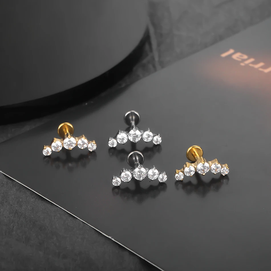 1 Stück G23 Titan Ohr Tragus Ohrstecker Innengewinde CZ Kristall Labret Ring Knorpel Helix Piercing Körperschmuck 16G – Detail 14