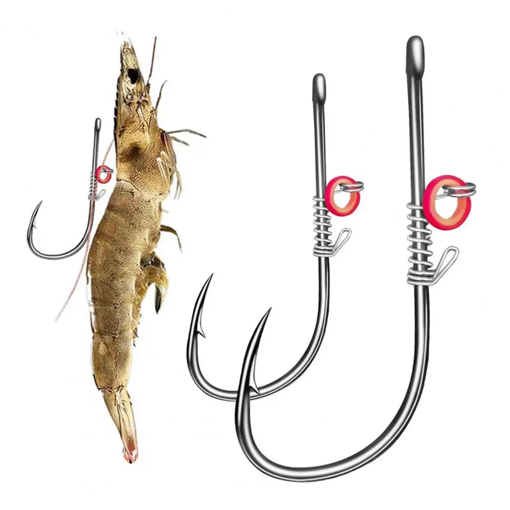 Live Shrimp Bait Hooks Heavy Duty Carbon Steel Barbed Fishhook Set for Live Shrimp Fixing Freshwater Catfish Fishing 10pcs