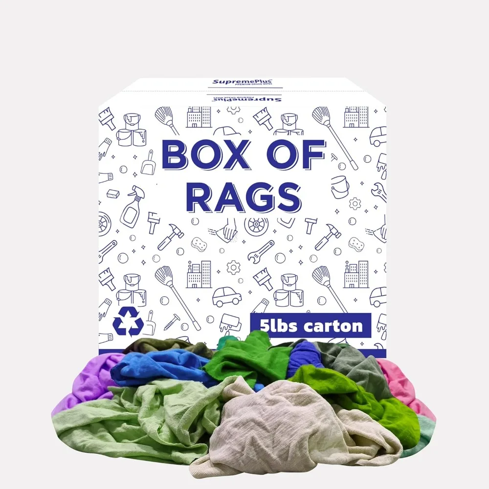 

Bulk 5lb Recycled Cotton Knit Cleaning Rags Multipurpose Workshop Garage Painter Home