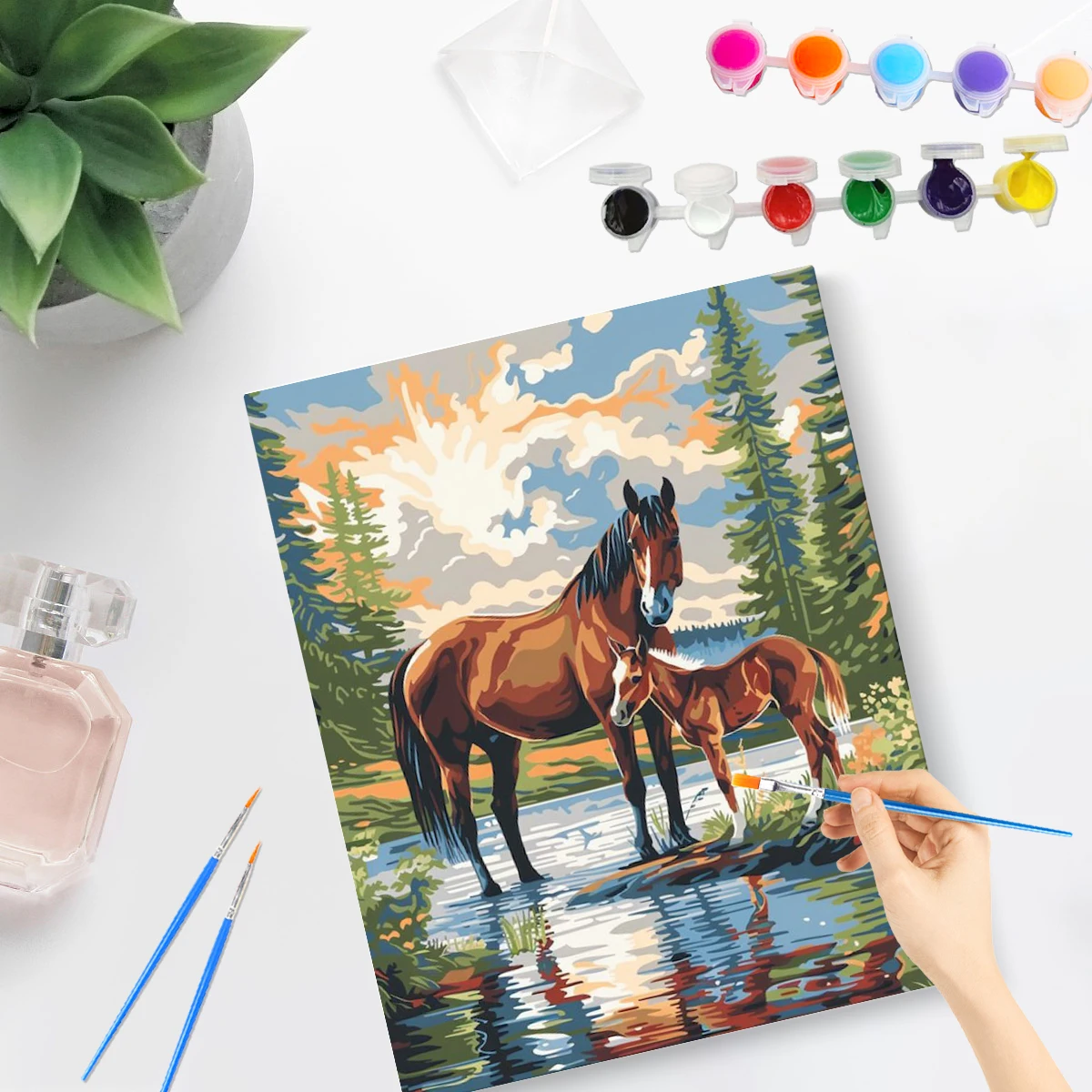 PhotoCustom Painting By Numbers Adults Crafts Horse Animals Coloring On Numbers Wall Art On Canvas Diy Gift Picture Draw Wall Ar