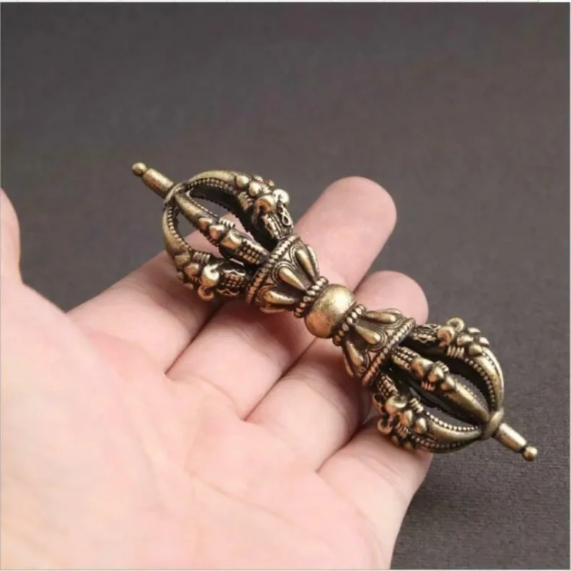 1PC Vintage Copper Feng Shui Ornament Religious Collection Buddha Instrument Home Decorations Antique Brass Desk Decor