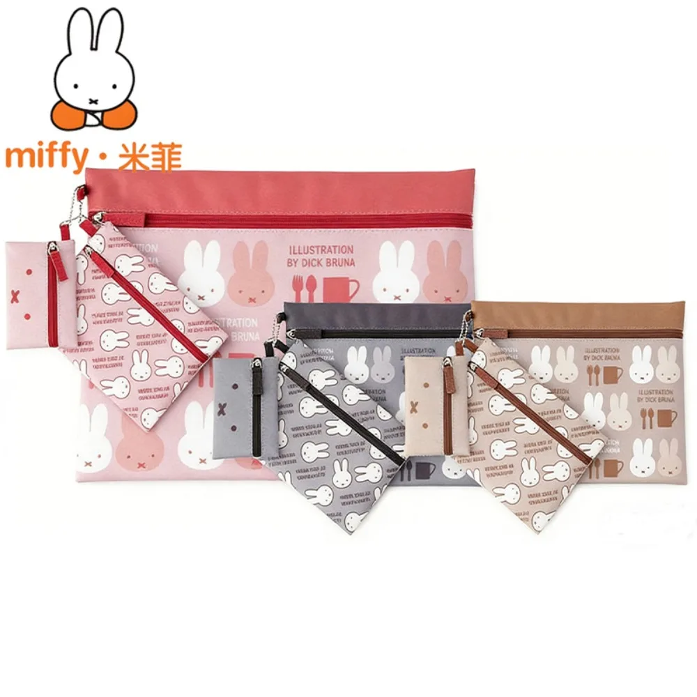 

Miffy Cosmetic 3-Piece Set Cute Storage Bag Document Organizer Mini Coin Purse Fashion Cartoon Pouch Multi-use Organizer Gift