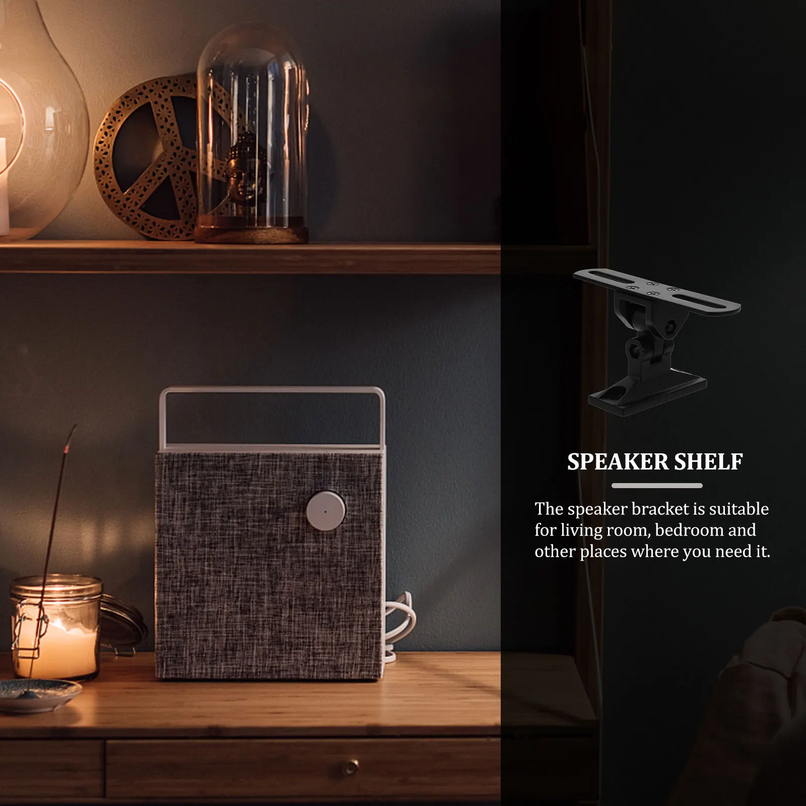 

Speaker Wall Mount Bracket Zinc Alloy Cold Rolled Steel Heavy Duty Adjustable Wall Mount Holder for Home Living Room Surround