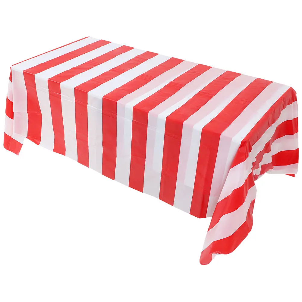 

1pc Circus Party Tablecloth Vertical Stripes Rectangle Tablecloth Banquet Table Cover Reusable Plastic Dining Table Cloth Cover