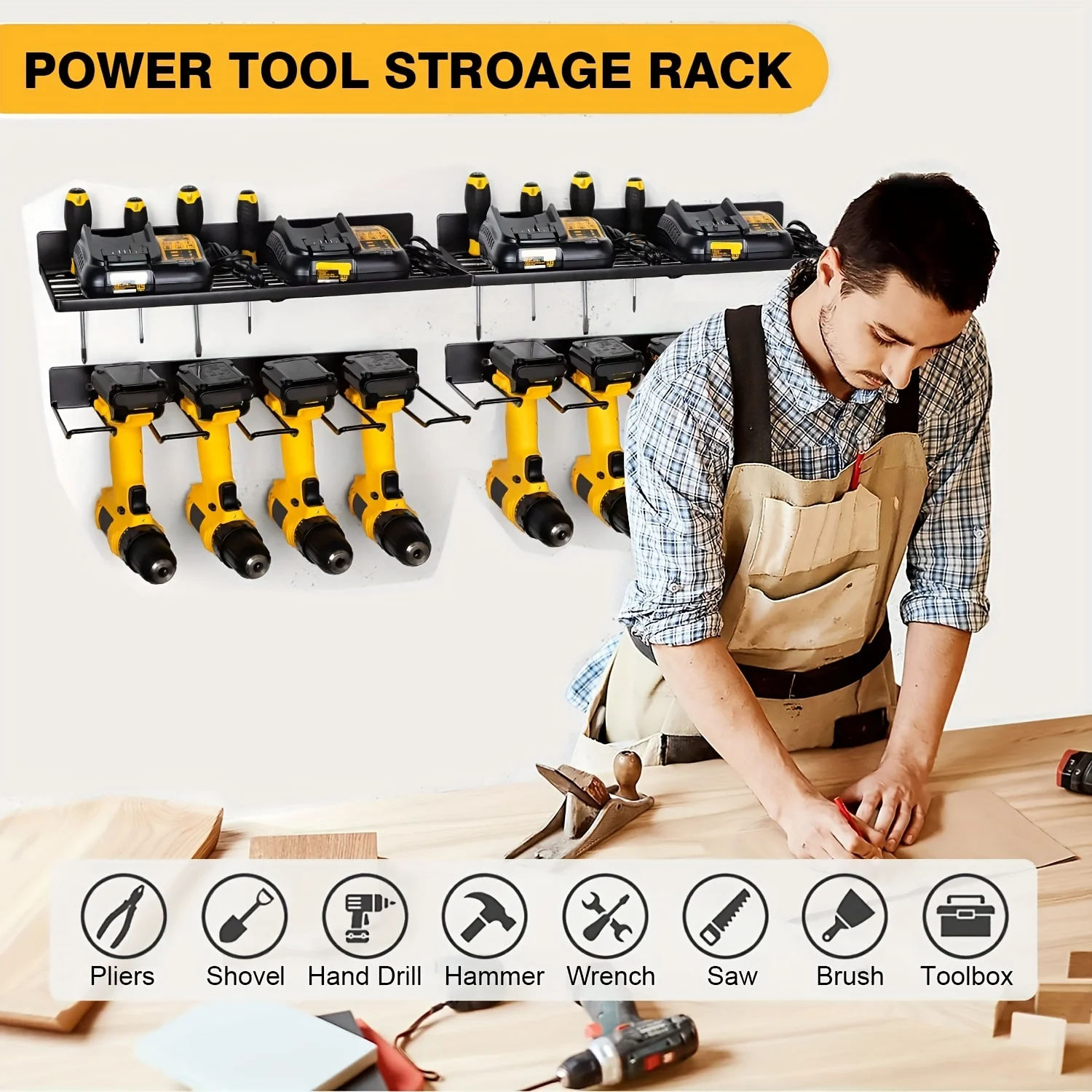 Power Tool Wall Mount Holder Heavy Duty Pegboard Wall Storage Tool Organizer Rack Drill Screwdriver Storage for Workshop/Garage