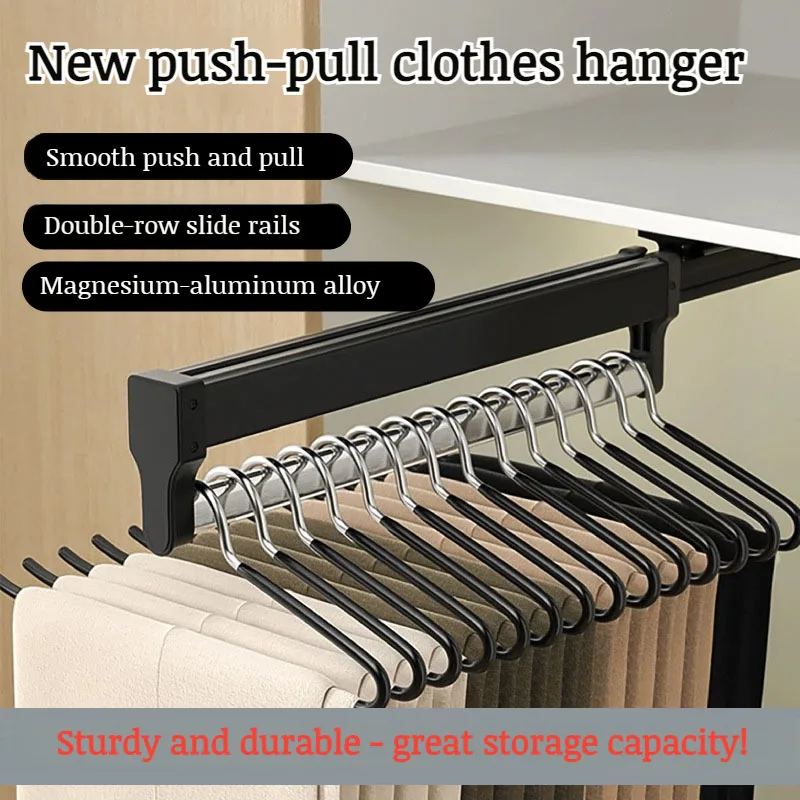 Retractable pants rack pullout organizer Multifunctional household closet top loading pants racks