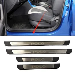 4PCS/SET ABS Plastic Stainless Steel For 2017-2022 Volkswagen VW POLO AW1 BZ1 Car Door Sill Pedals Scuff Plate Cover