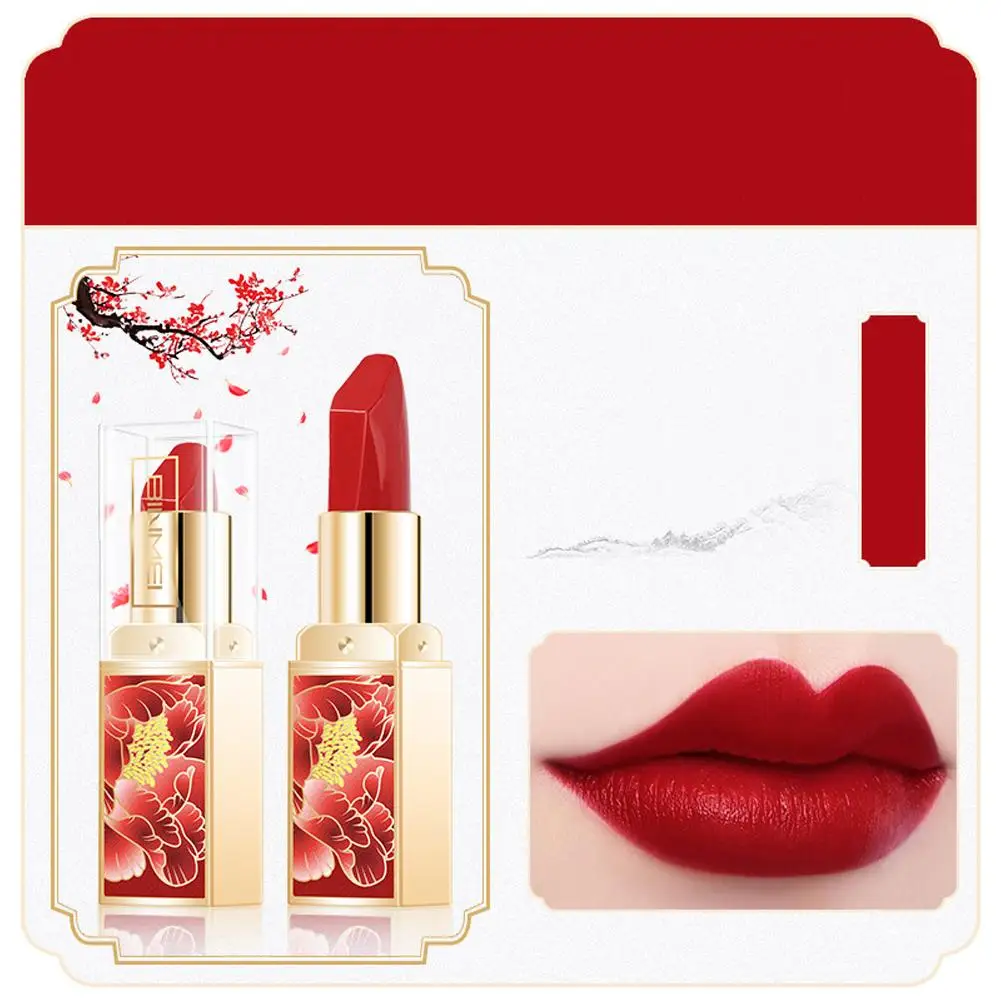 Rouge à Lèvres Gravé en 3D de Style Ethnique Chinois, 256 Velours, pour Femme, Maquillage, 03/Mariage, Banquet, Cosmétiques, Gif A4Y7