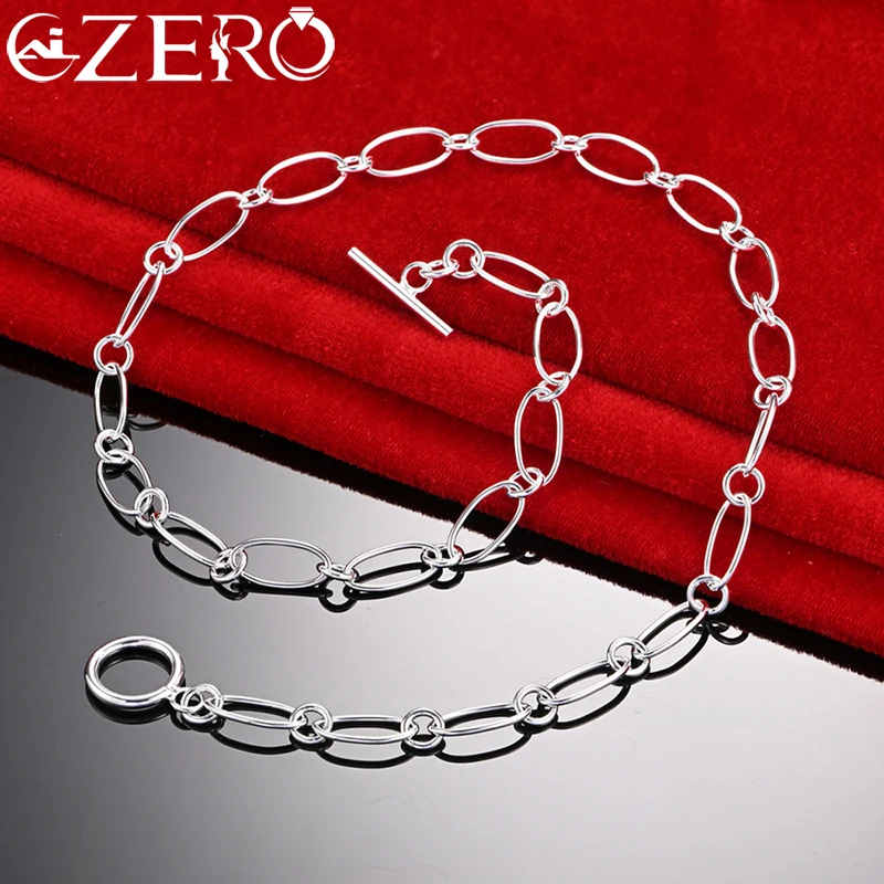 ALIZERO 925 Sterling Silver Classic Circular Ring Chain Necklace for Women Fashion Jewelry Charming Accessories