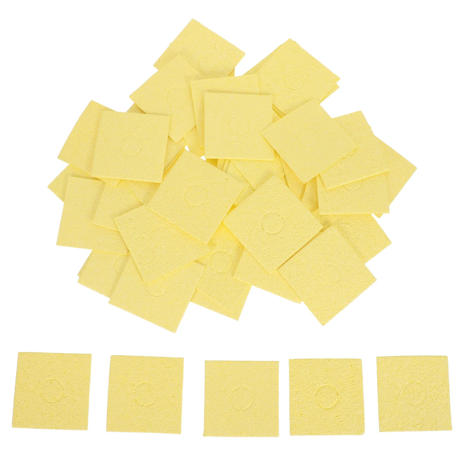 50Pcs Square Soldering Iron Cleaning Pads High Temperature Resistant Yellow Sponge for Soldering Station Electronics Repair