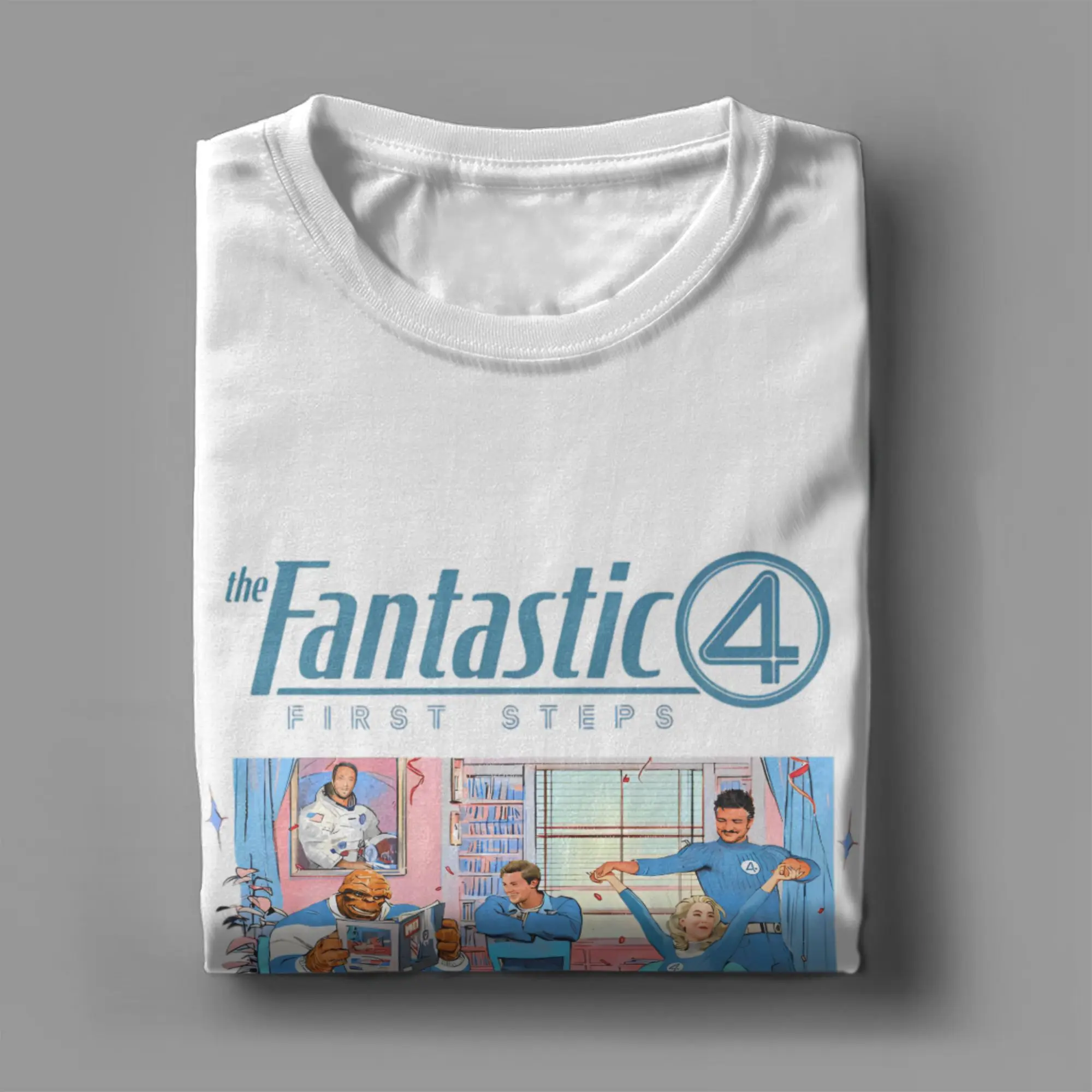 تي شيرت رجالي The Fantastic Four First Steps Retro Team تي شيرت قطني رائع بأكمام قصيرة ملابس برقبة دائرية مقاس كبير