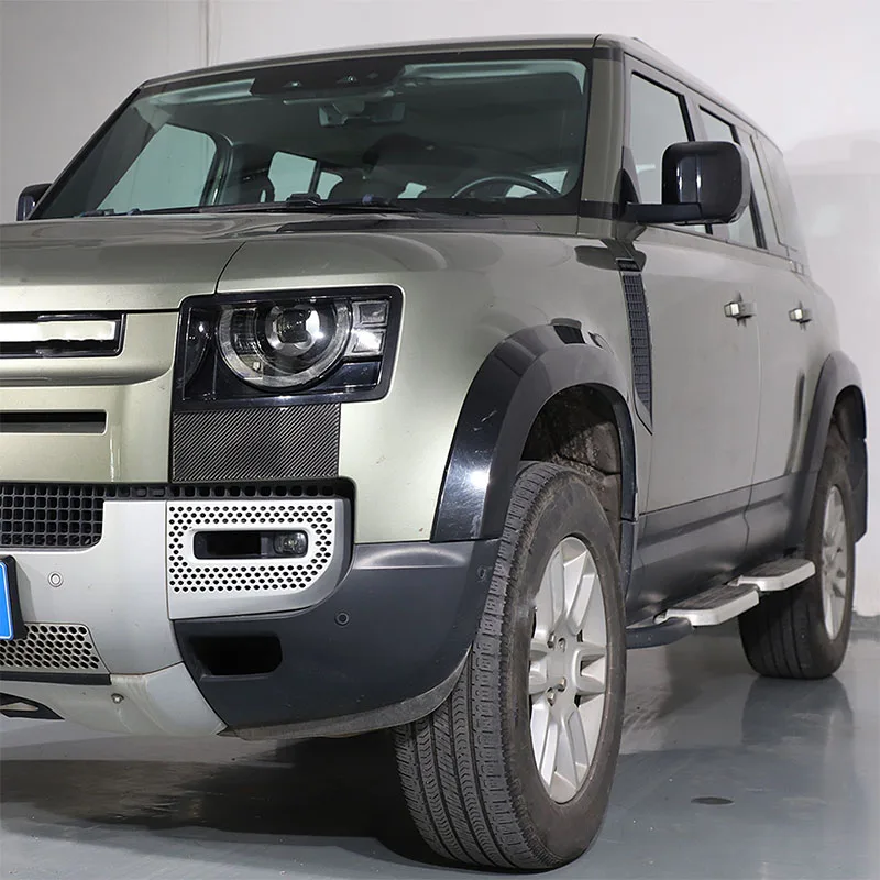 For Land Rover Defender 110 2020-2024 Soft carbon fiber Car headlights side decorative frame stickersCar accessories
