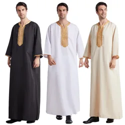 New Muslim Men’s Arab Middle Eastern Clothing Dubai Saudi Men’s Embroidered Robes Muslim Fashion Islamic Clothing