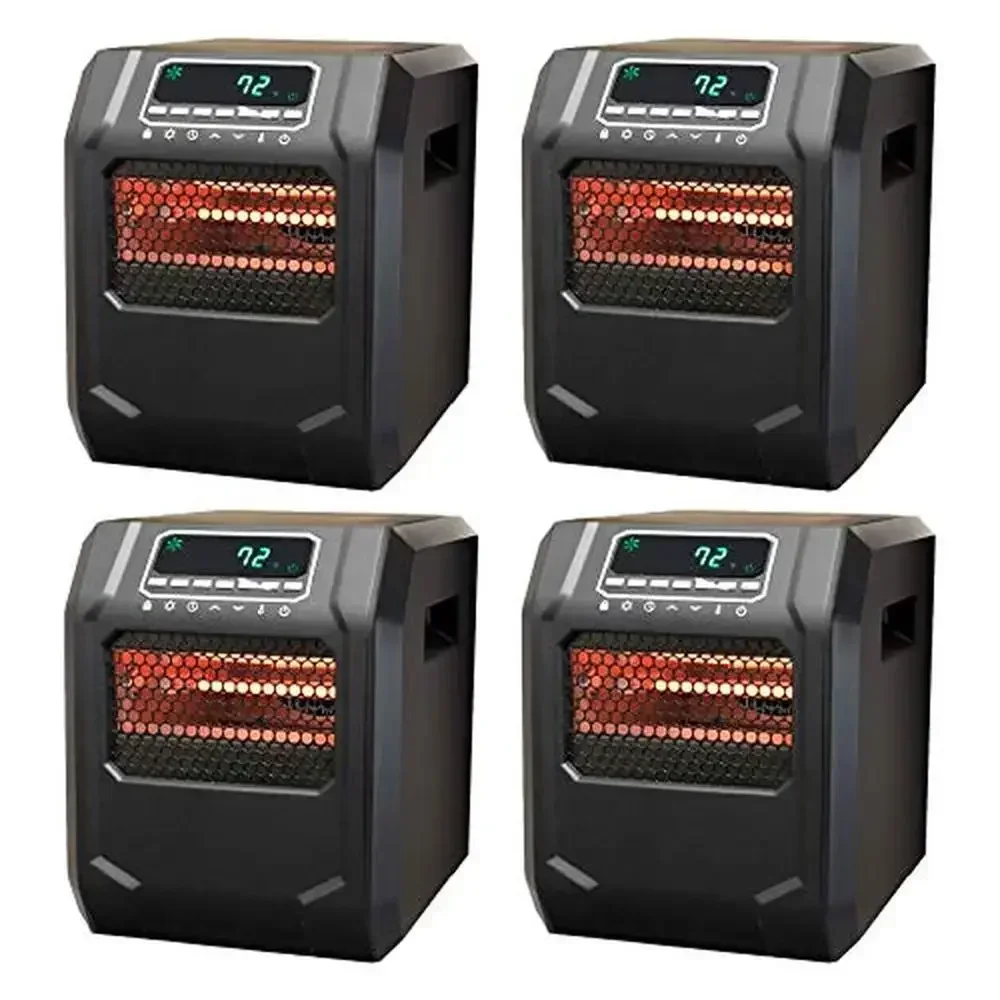 4-Element Infrared Space Heater Pack Large Room 1000/1500W ECO Mode Programmable Timer 150 sq ft Coverage Cool Touch Office