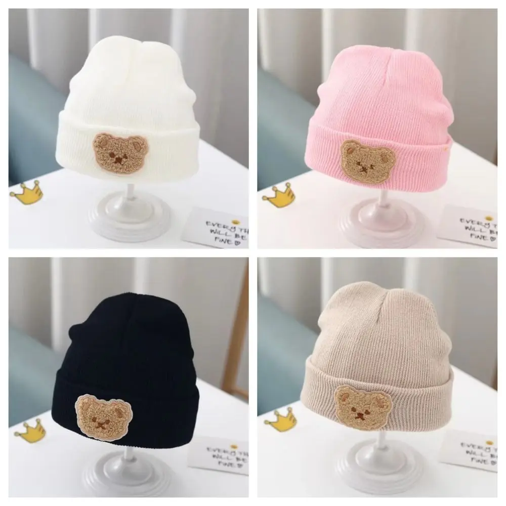 

Cute Korean Cartoon Bear Newborn Hat Soft Knitted Ear Protection Infant Toddler Hat Beanie Boys Girls