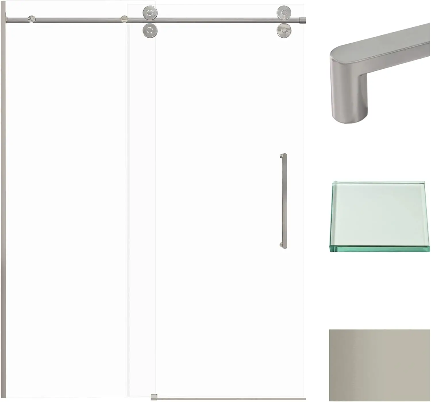 Transolid Tpbt608010C-R-Bs Teegan Plus 56.5-59 In. W X 80 In. H Semi-Frameless Sliding Barn Shower Door With Fixed Panel In