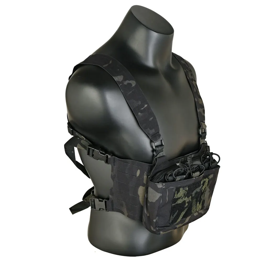 Tactical Wide Harness Chest Rig G Hook DOPE Front Flap Double Sack Fanny Pack QD UTX Buckle 500D Nylon Hunting Airsoft Vest