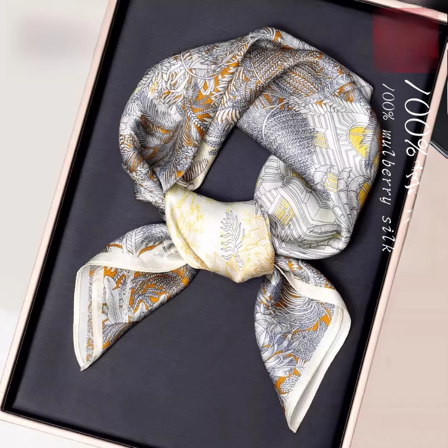 ダヴィンチコード-アドバンスドセンス-シルクスカーフ-レディース-ネックプロテクション-マルベリーシルクスカーフ-ママスタイル-2026年新作-韓国版-花柄プリント