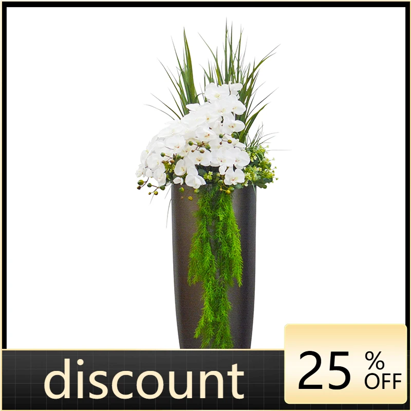 LMM silver gray flower arrangement glass fiber reinforced plastic floor vase simple modern home frame