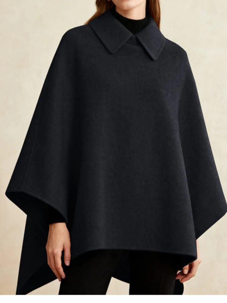 

Женский твидовый длинный плащ, осенне-зимний темпераментный элегантный однотонный утягивающий универсальный пуловер с лацканами