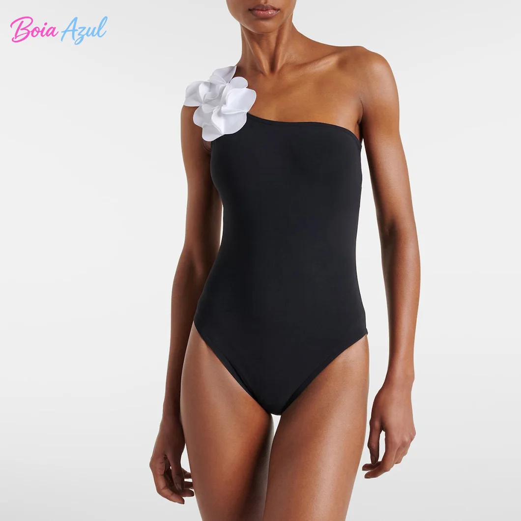 

Boia Azul Black and White Contrasting Swimwear Three-Dimensional White Petal Decorated Women's Swimwear Summer Simple swimwear