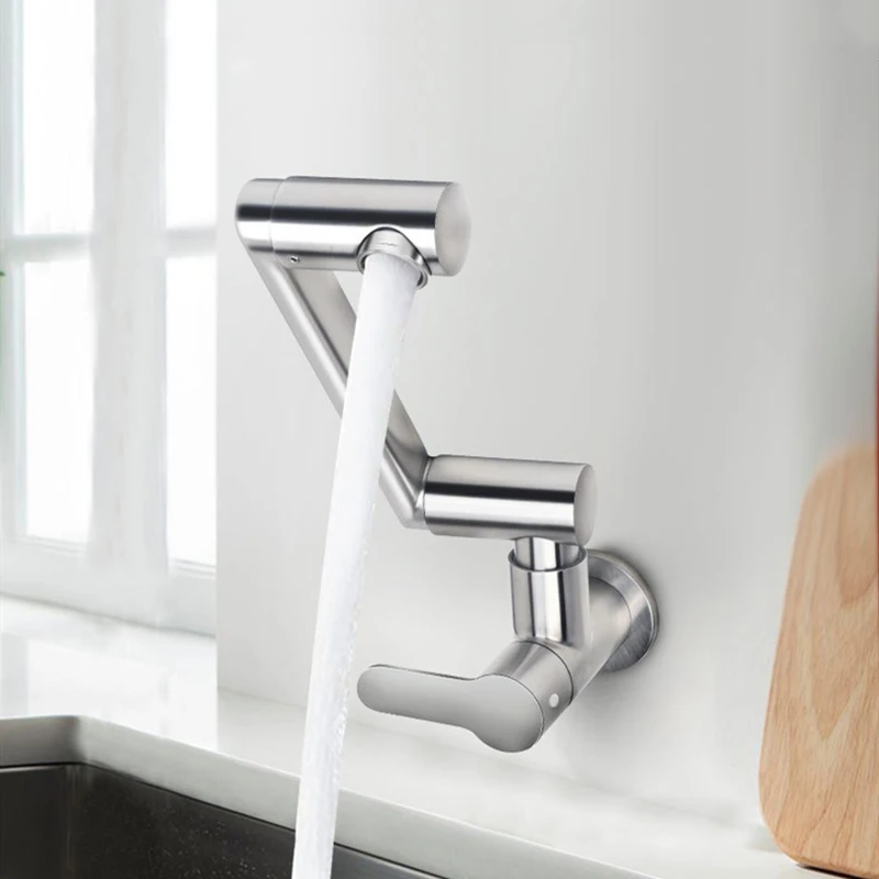 

Черный/остановленный настенный смеситель из нержавеющей стали 304, одинарный универсальный поворотный балконный смеситель для ванной комнаты с резьбой G1/2