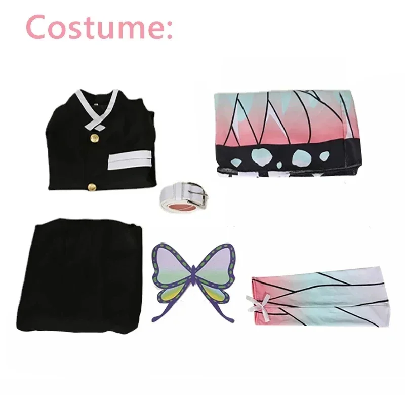 Anime Kimetsu Geen Yaiba Kochou Shinobu Cosplay Kostuum Pruik Conjunto Kimono Uniforme Halloween Anime Kostuums Voor Kid