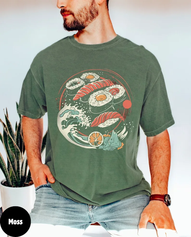 Cute vintage sushi shirt, Sushi lover, Japanese food, Foodie gift, Sushi gift