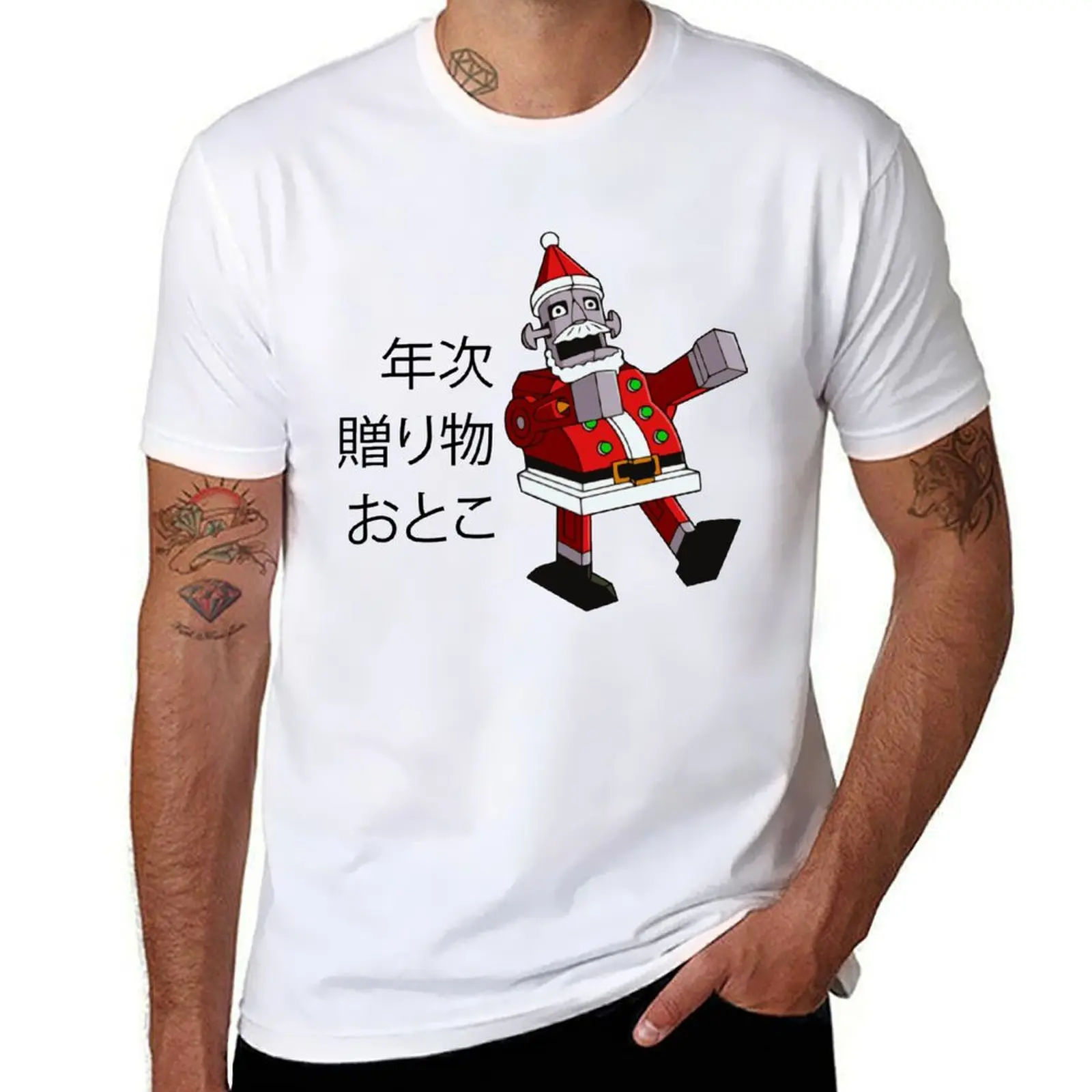 

Annual Gift Man - Santa Robot T-Shirt cotton t shirts man 100% t shirt for man 100 percent cotton T-Shirt