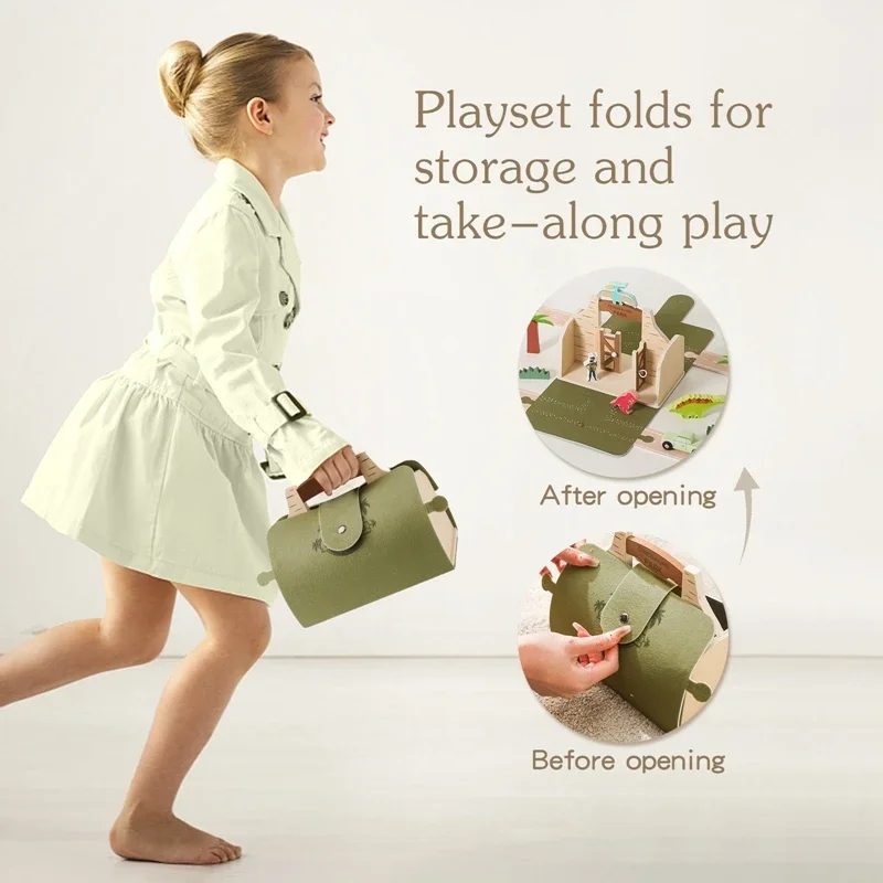 Wooden House Building Blocks for Toddlers, Educational Farm Scene Pretend Play Early Learning Toyskids toys