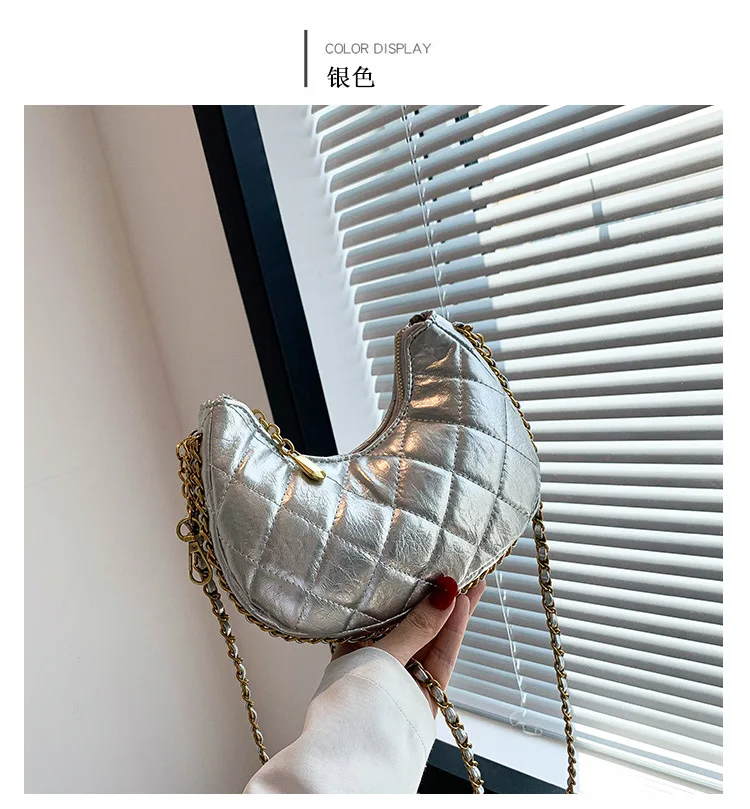 PU Leather Women Luxury Designer Handbag Purses 2024 Fashion Vintage Double Zipper Half Moon Crescent Shoulder Bags