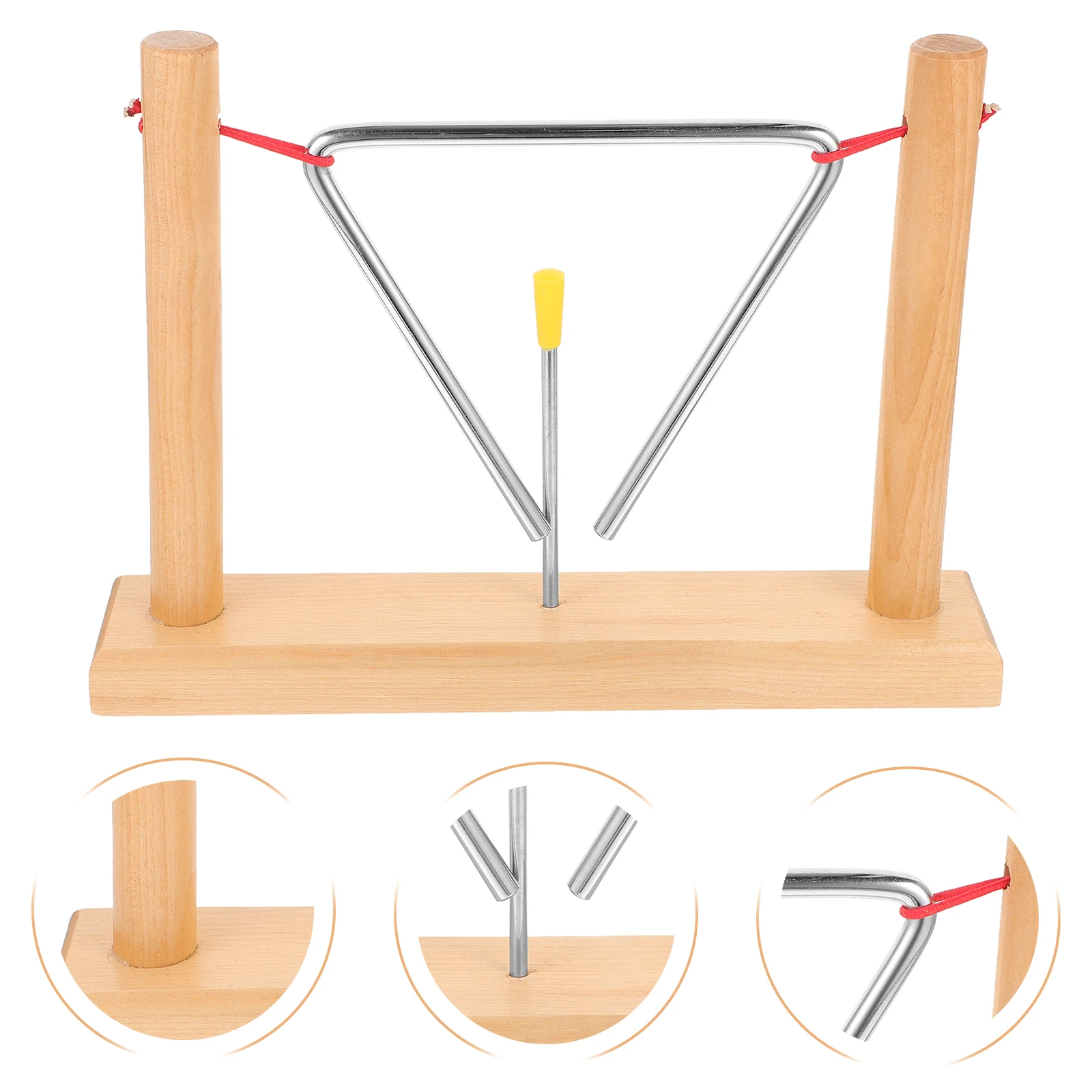 2 مجموعات مثلث جرس أداة قرع معدنية حامل خشبي المهاجم آمنة حواف مستديرة موسيقى المبتدئين