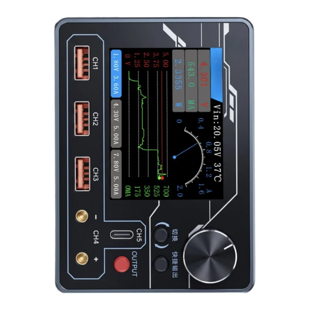 PTV1 For Pd Smart Power Supply AI Current Analyzer 0.1V-13V 5A Digital Ammeter 1mV Resolution ABS Black For Repai