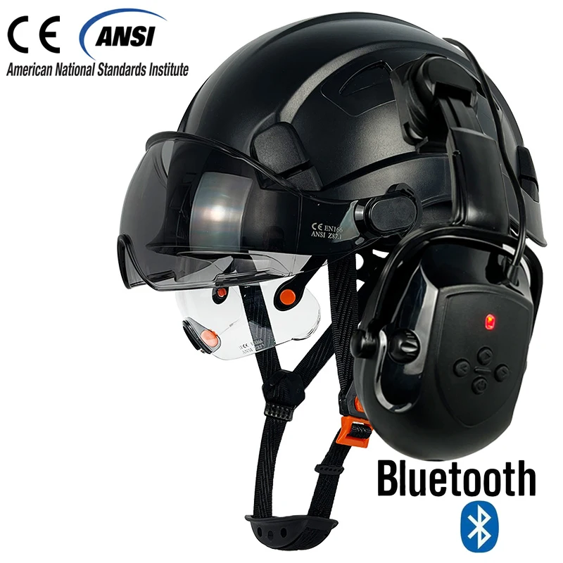 DARLINGWELL Arbeits schutzhelm mit Visiern, verbesserter Bluetooth-Ohren schützer, Geräusch reduzierung, Ohrschutz-Kopfhörer mit Schutzhelm 5