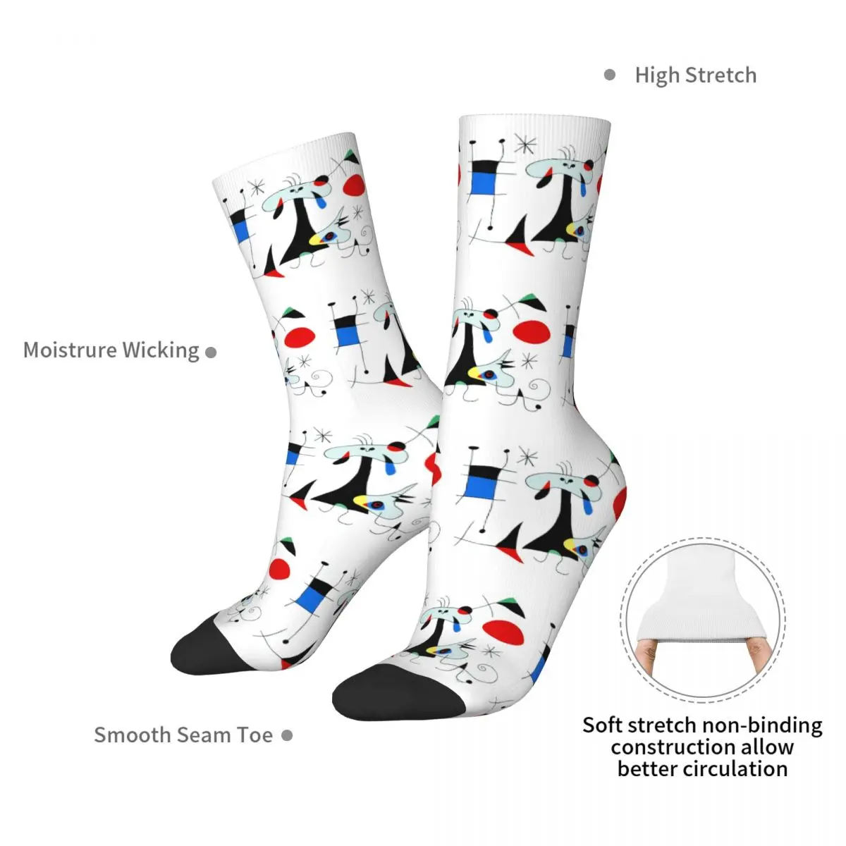 Joan Miro Calzini surrealismo astratto Harajuku Calze di alta qualità Calzini lunghi per tutte le stagioni Accessori per regali per uomo e donna