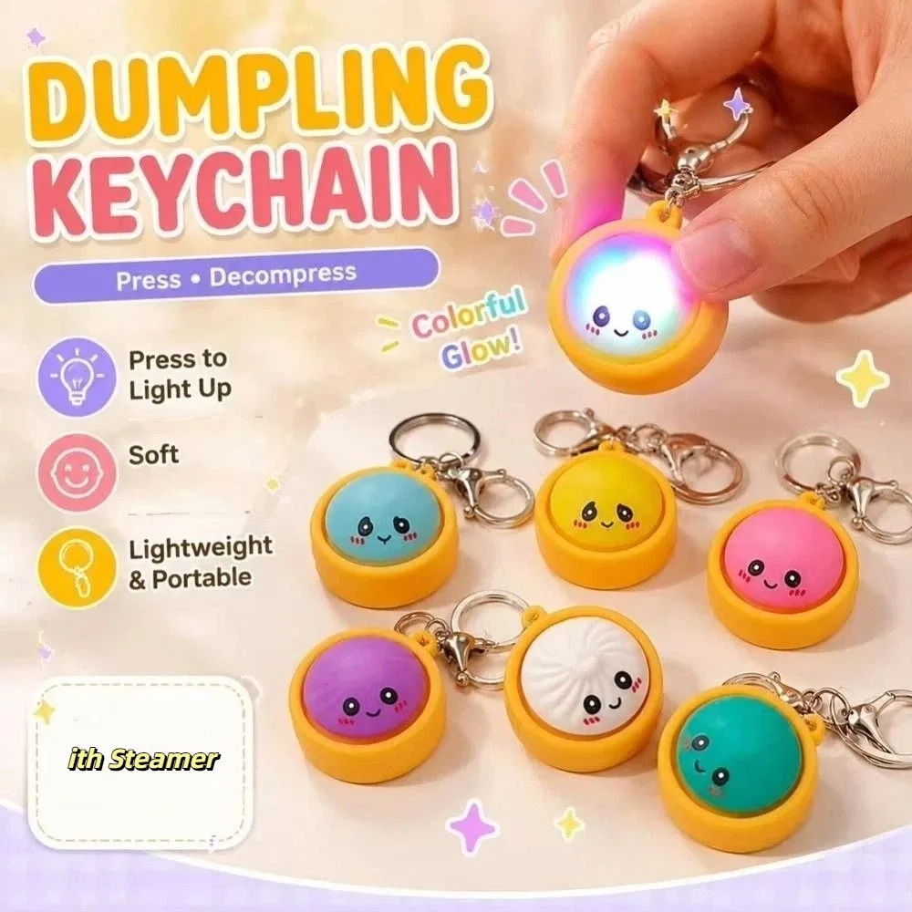 Simulation ith Steamer Mini Dumplings Squishy Cute Pinch Squeezable Sensory Pendant Crystal Keyboard Fidget