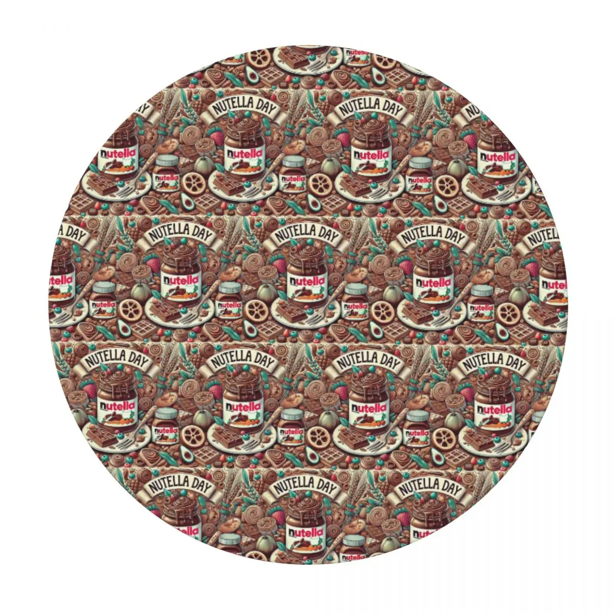 Italy Nutella Jar Waterproof Round Tablecloth Oilproof Table Cloth for Kitchen Events Dining Table Cover