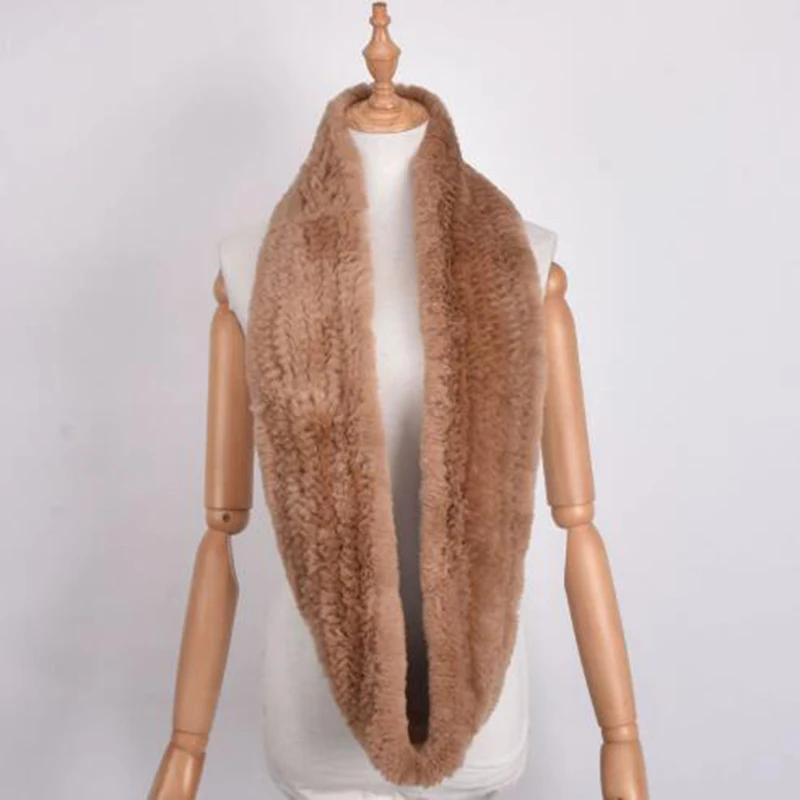 JY FUR* Women Infinity fur scarf Circle long rabbit fur scarf winter warm street fashion rex rabbit fur scarf