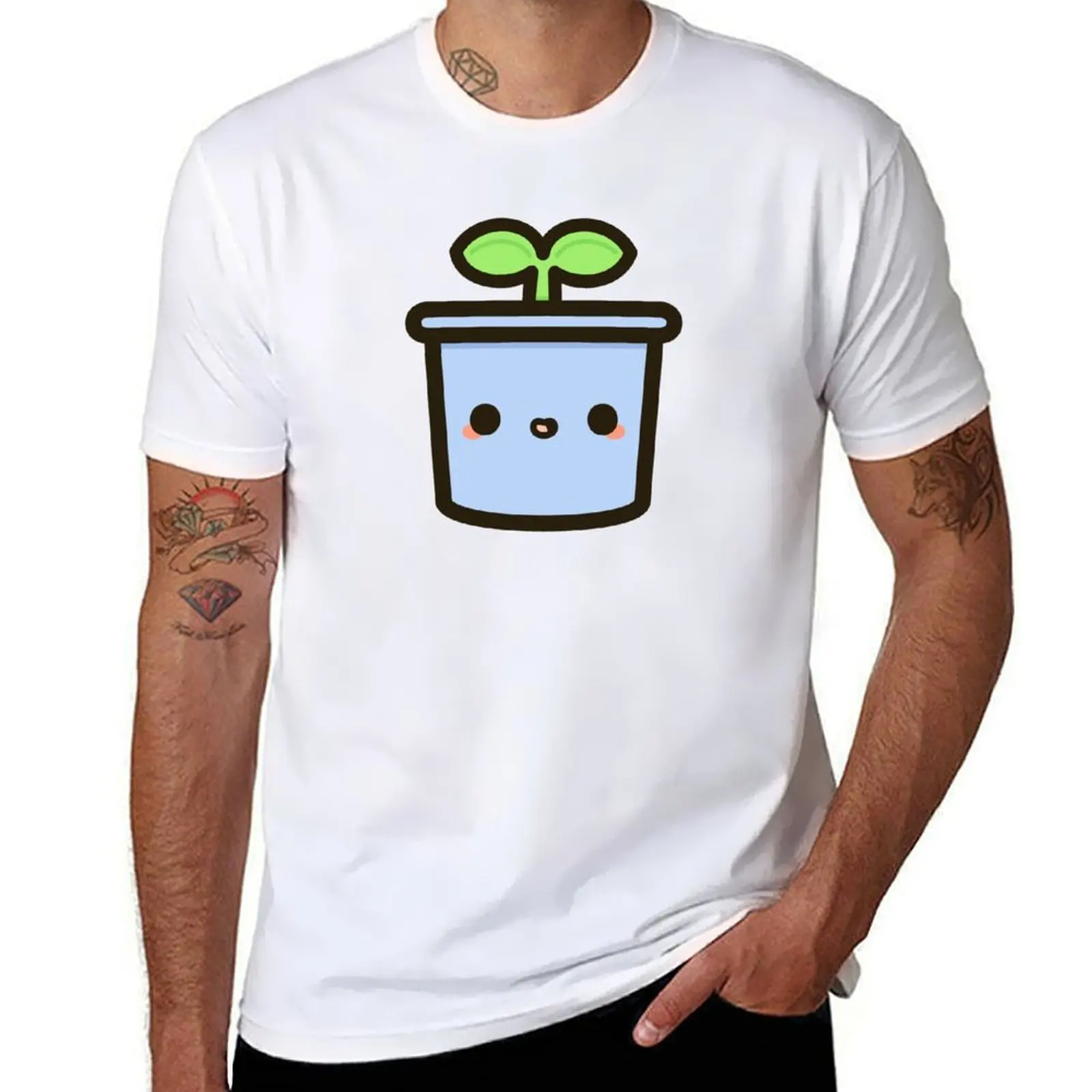 

Cute sprout in pot T-Shirt man t shirt graphic men t shirt cotton 100% T-Shirt