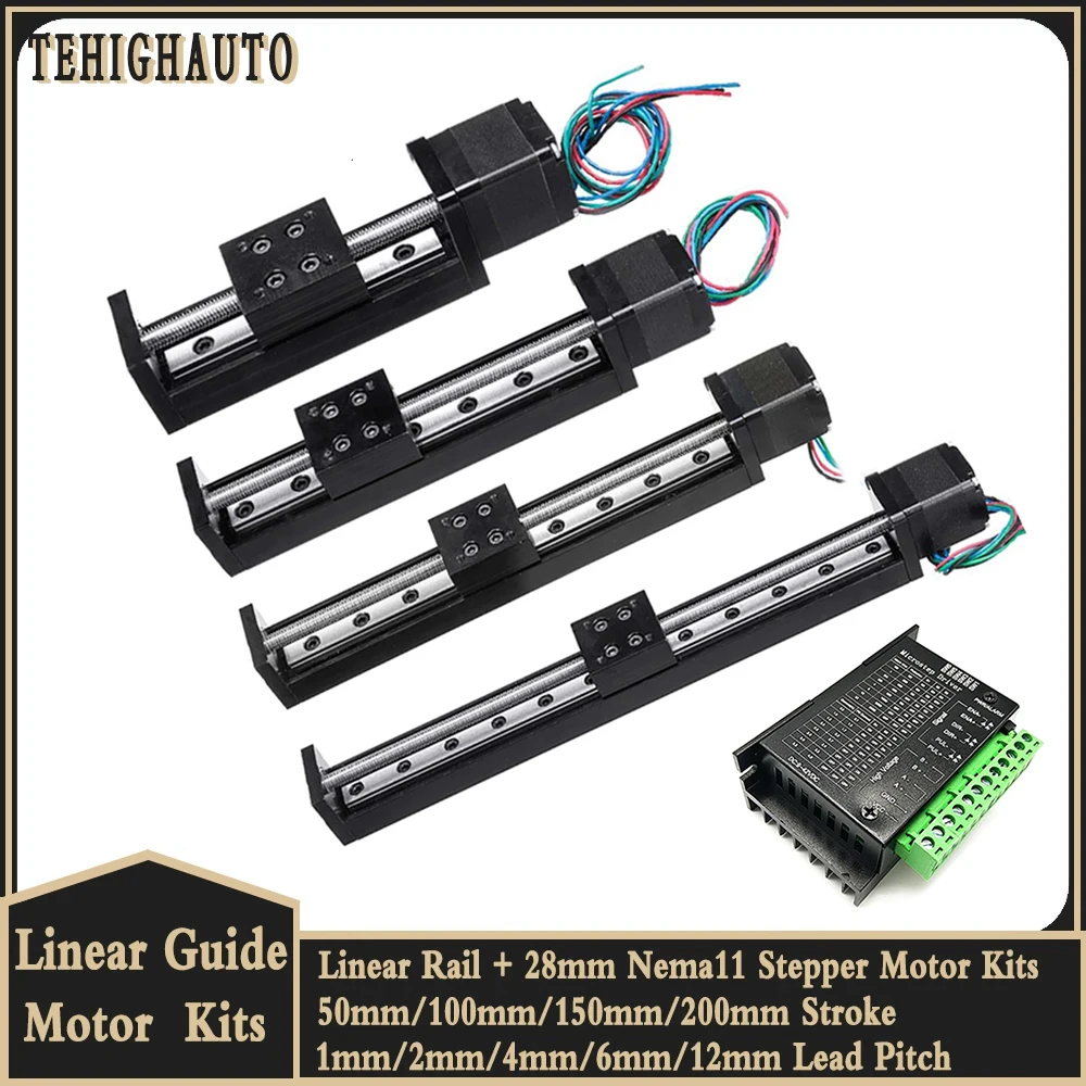 

Table Linear Guides Slide Stage 50~300mm Stroke Actuator for 3D Printer XYZ Pitch 1-12mm Bearing Linear Rail Motor Driver Kits