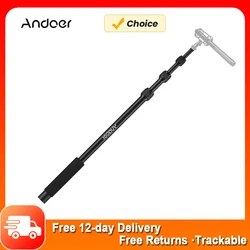 Andoer Handheld Microphone Boom Arm 4-Section Extendable Mic Arm Aluminum Alloy Boom Pole for Microphones Thread with Foam Grip